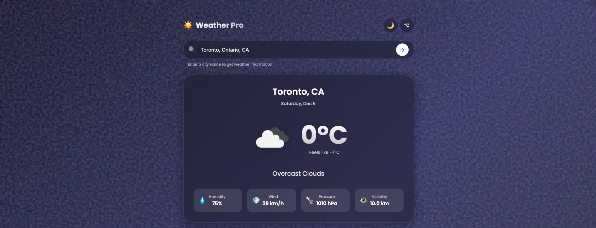 Weather App Preview