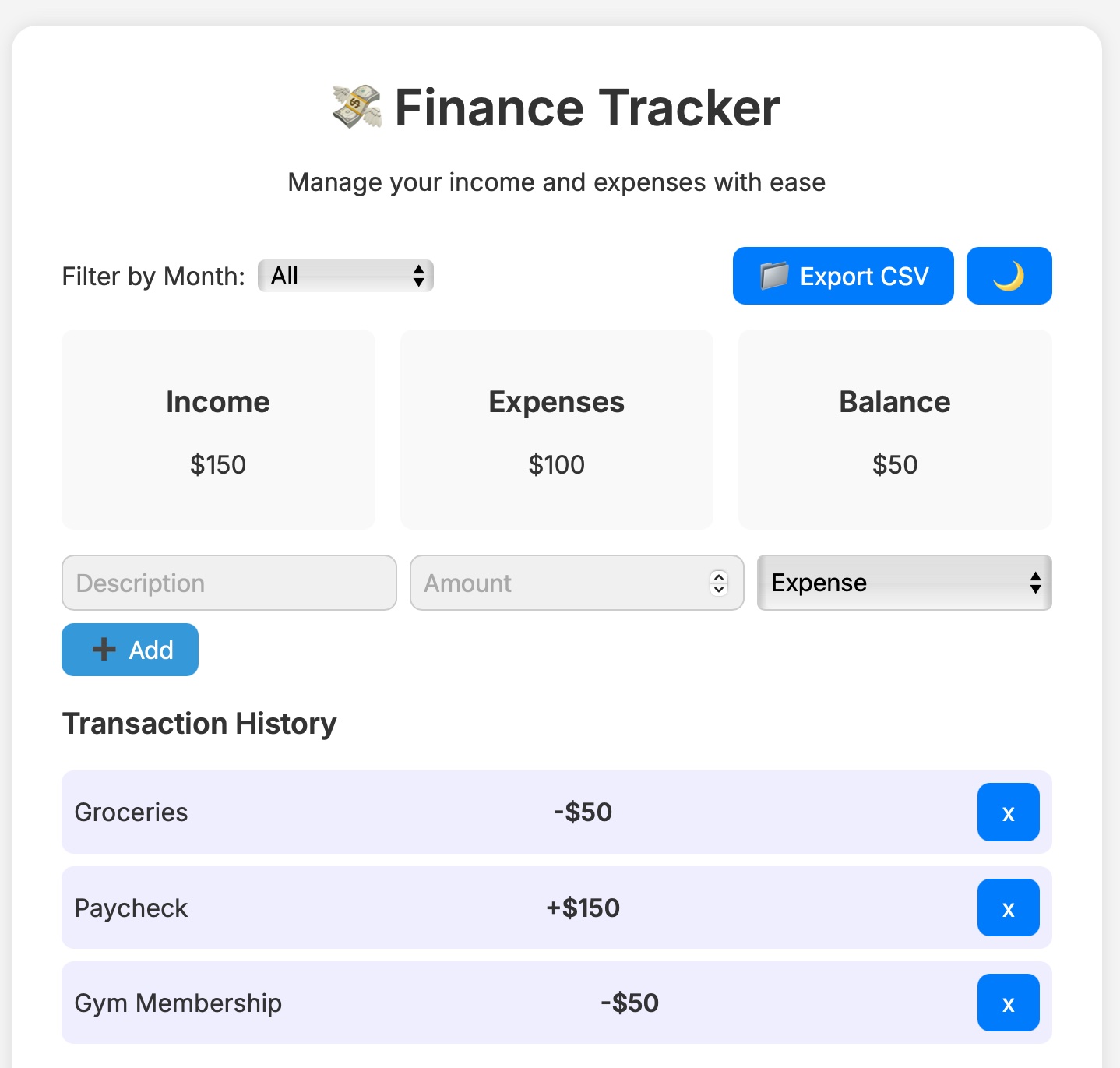 Finance Tracker Preview